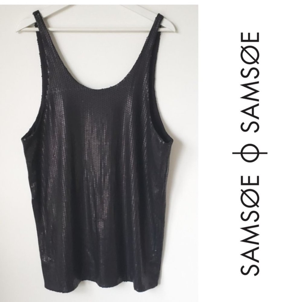 Samsoe Samsoe Manola Sequence Black Tank *Oversized Size XS-M